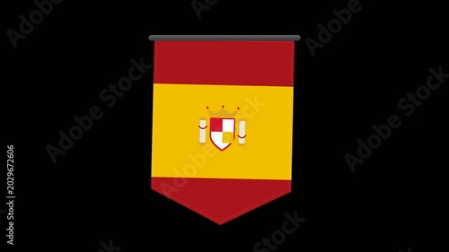 Spanish flag emblem on black background.