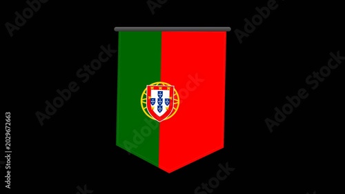 Portuguese flag emblem on black background.