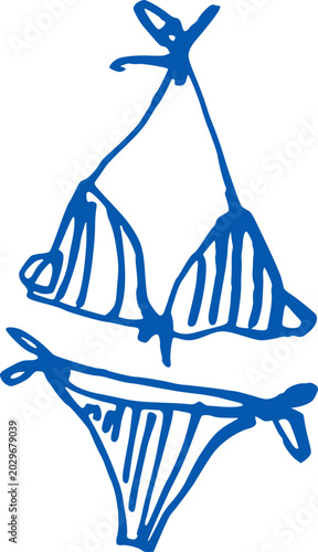 Valokuva Summer bikini swimsuit women beachwear apparel outline vector sketch illustratio