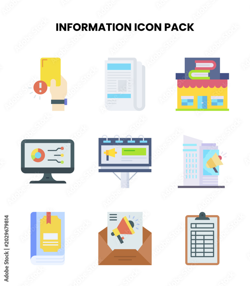 Fototapeta premium Information Flat Set Icons Pack