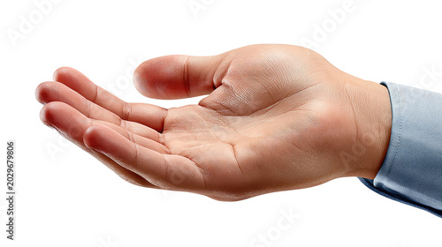 Open Hand Offering: A close-up shot showcases an open palm, extended in a gesture of giving, receiving, or supplication, against a clean, neutral background.