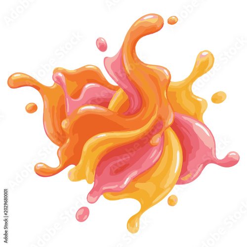 Colorful Mixed Fruit Juice Splash Explosion in High-Gloss 3D Vector Icon Style