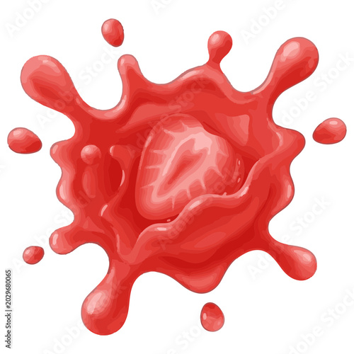 Glossy Strawberry Juice Splash Burst in Modern 3D Vector Icon Style