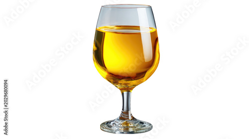 Golden Elixir: A glass filled with a golden, amber liquid, likely wine or a similar beverage, stands elegantly on its stem, reflecting light and inviting a taste.