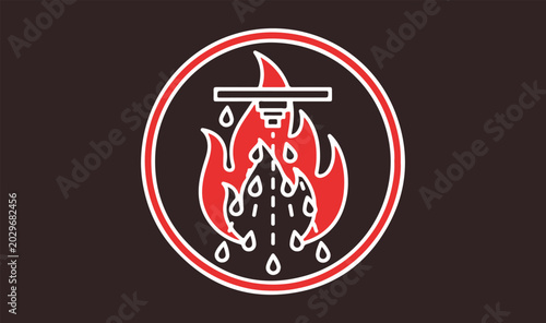 Bild auf Leinwand A clean white and red, hand-drawn vector illustration featuring an active fire s