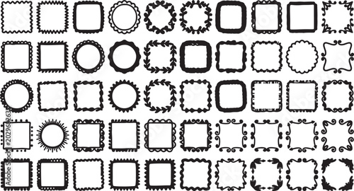 Fotografia Collection of square and circular frames with decorative borders decorative circ
