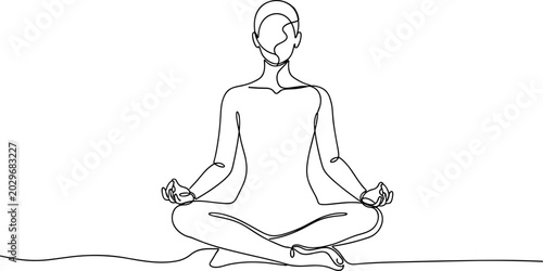 Minimalist Line Art of Person Meditating in Lotus Pose