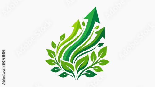 Green arrows growing upwards with leaves