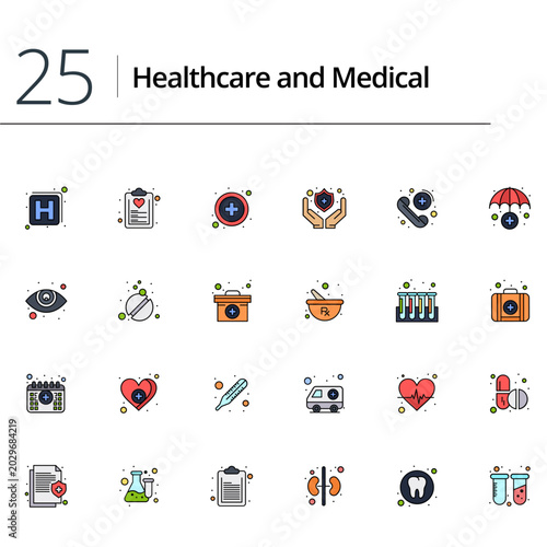 Modern Medical Healthcare Icons Set for Hospital