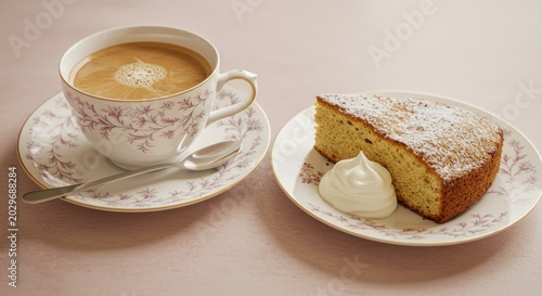 Coffee and cake dessert treat.