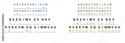 Fotografija Cryptogram puzzle with answers in colorful text and grid format