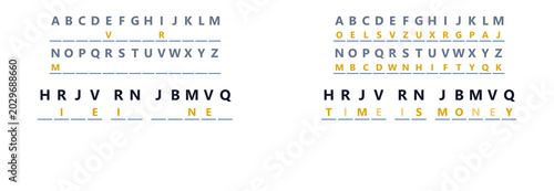 Bild auf Leinwand Illustration of Cryptogram puzzle with answers providing clarity