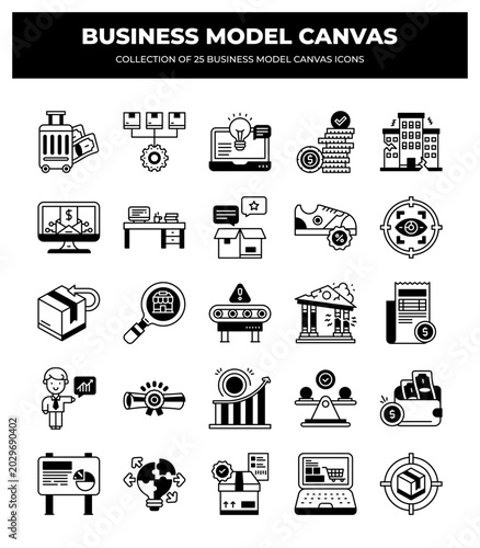 Business Model Canvas Icons: A Collection of 25 Essential Strategy Icons
