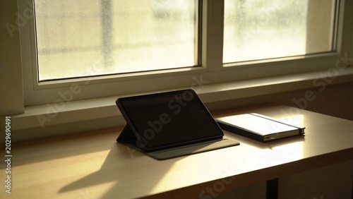 Cozy Workspace with Desk and Tablet