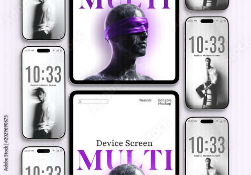 Realistic Multi Device Screen Mockup with Smartphone and Tablet