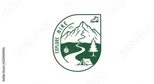 Green Tahoe Hike Emblem Logo Design.