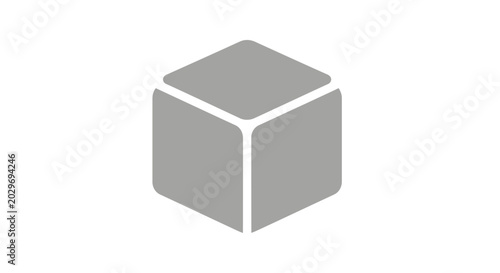 Grey cube shaped solid object.