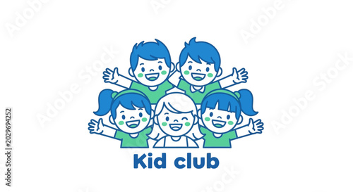 Group of happy children together smiling.