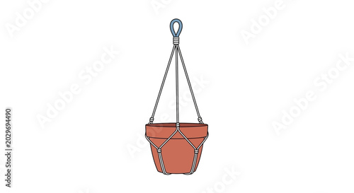 Hanging Orange Flower Pot Illustration.