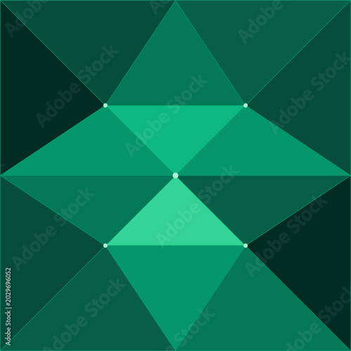 Tableau sur toile Abstract teal geometric low poly background featuring symmetric triangular mesh