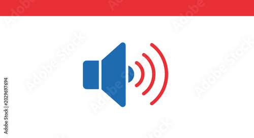 Konstfotografi Blue speaker icon with sound waves.