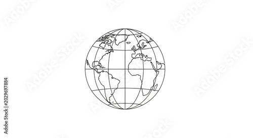 Fotografie Globe Earth Map Outline Illustration.