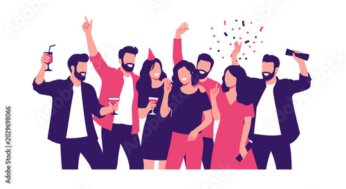 Tableau sur toile Group of happy people celebrating together.