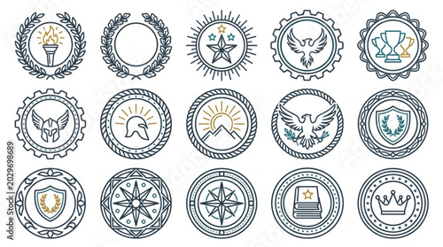 Collection of Circular Emblem Badges and Seals.