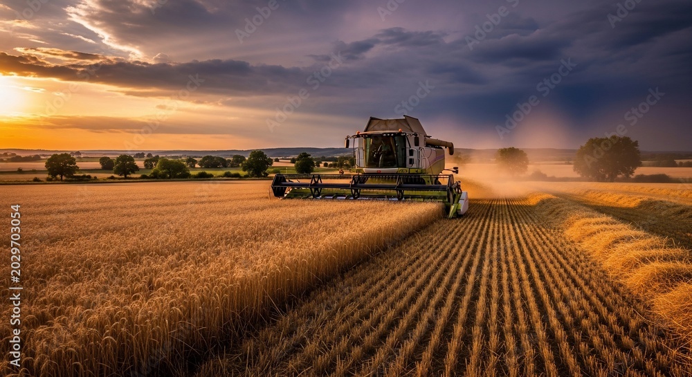 Fototapeta premium combine harvester working in the field