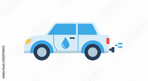 Eco-Friendly Hydrogen Powered Car Illustration - Sustainable Transportation and Clean Energy Concept for Future Mobility