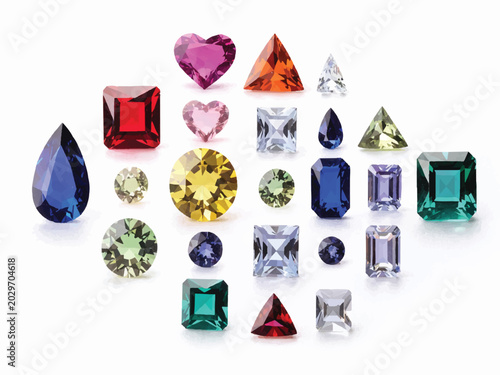 Fotografía Colorful precious stones gems collection  various shapes and colors  jewels on w