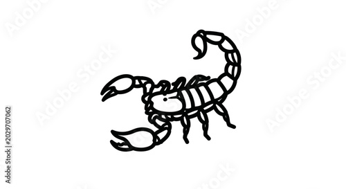Foto Scorpion illustration, minimalist line art, black and white graphic design