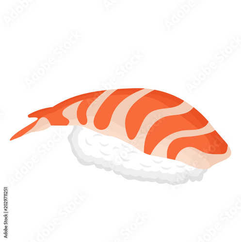 Ebi Nigiri Sushi Illustration Isolated on White Background