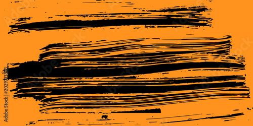 Quadro su tela Paint brushes on orange background