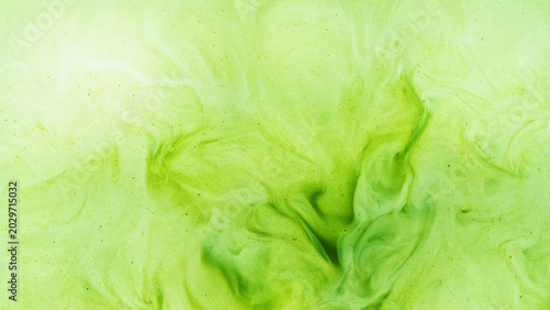 Pour of Milk Into Matcha Latte