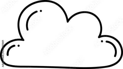Tableau sur toile Hand-drawn cloud outline, doodle style, isolated on white background, simple lin