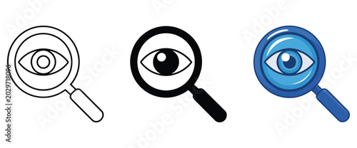 Fotografi Eye view spying icon symbol for surveillance monitoring, hidden observation, dat