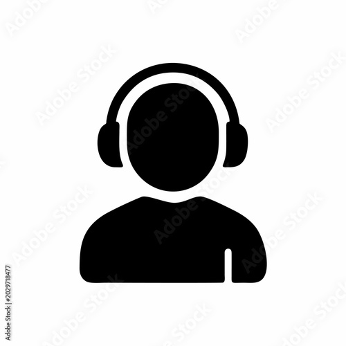 Call center operator silhouette icon for web and mobile app