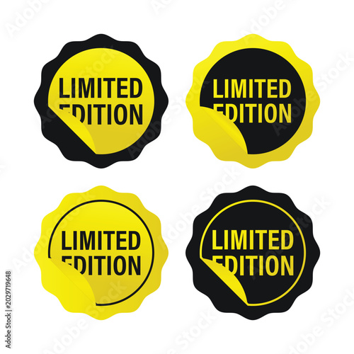 Fotografía Limited edition sticker label set yellow black for retail promotion