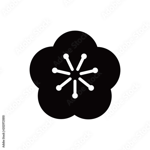 梅の花のアイコン（モノクロ）