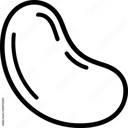 Photos Single jelly bean outline, minimalist candy icon, isolated on white background