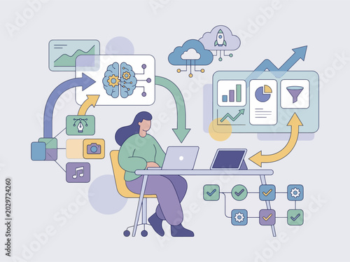 Futuristic Creator Economy Vector Illustration