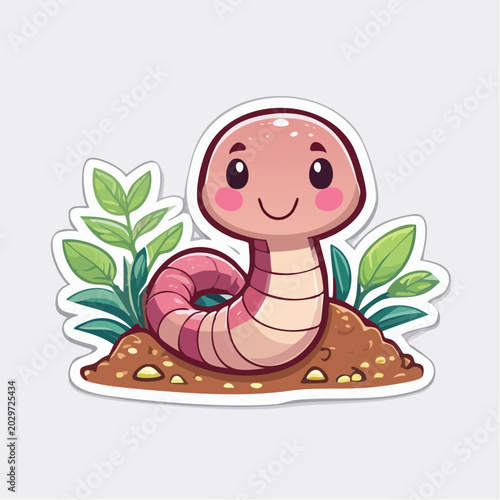 Sticker niedlicher Regenwurm
