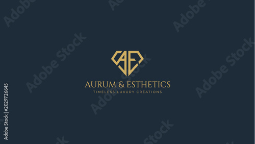 Foto Luxury Diamond Monogram Logo Design Aurum and Esthetics
