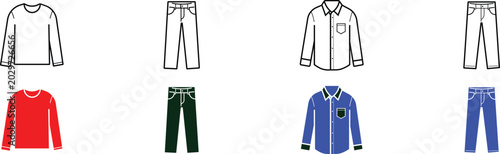 Fotografie Colorful illustrations of various clothing items