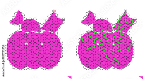 Canvastavla Pink puzzle apples with zigzag patterns