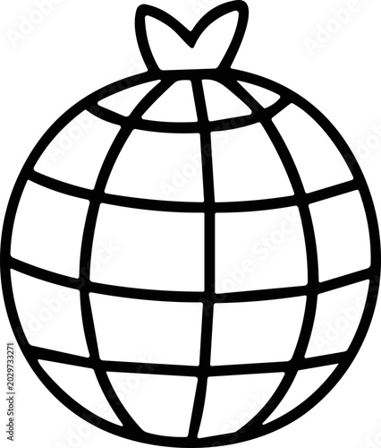 Photos Hand-drawn globe icon with lines representing continents and a small leaf on top