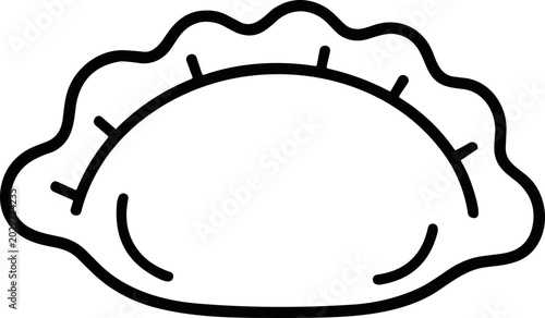 Fotografie Simple dumpling outline icon, isolated on white background, thin line art