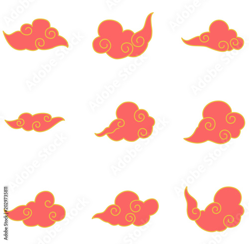 Japanese Red Cloud Vector Collection