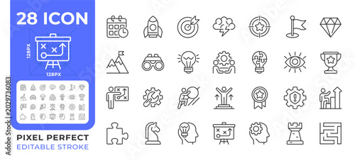 фотографія Strategy and action plan line icons set